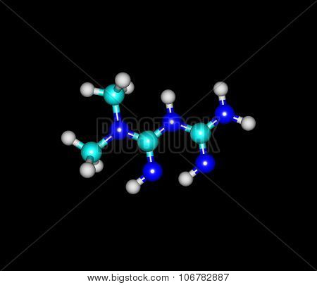 Metformin Molecule Isolated On Black