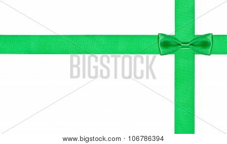 Little Green Bow Knot On Two Crossing Silk Strips
