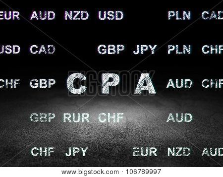 Business concept: CPA in grunge dark room