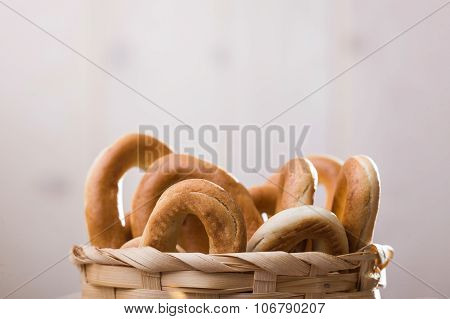 Hard Oval Cracknels In Basket