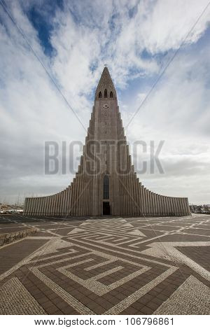 Reykjavik, Iceland - April 03: Hallgrimskirkja Church Is A Famous And Largest Church In Reykjavík, I