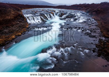 Bruarfoss Waterfall In Iceland