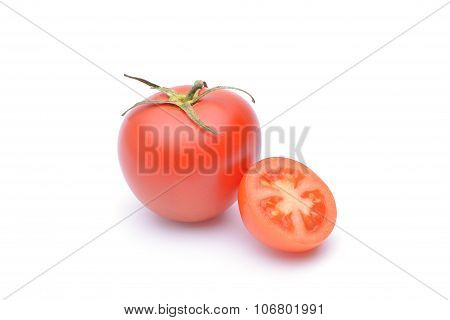 Tomato Close-up. Isolated On White Background