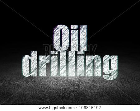 Manufacuring concept: Oil Drilling in grunge dark room