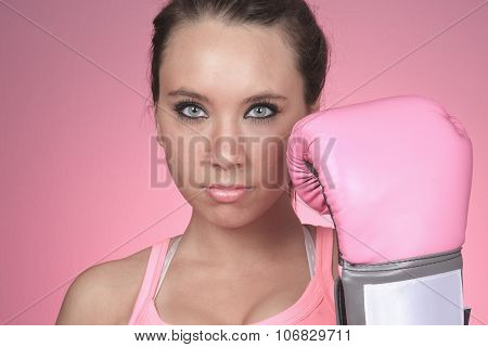 Fight for Breast Cancer symbol on pink background