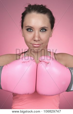Fight for Breast Cancer symbol on pink background