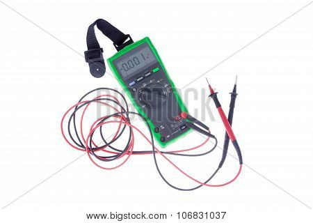 Green Voltometer On White Background