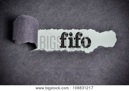 Fifo Word Under Torn Black Sugar Paper