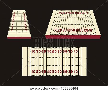 Detailed illustration of an American Football fields with different perspective. Usa sport elements