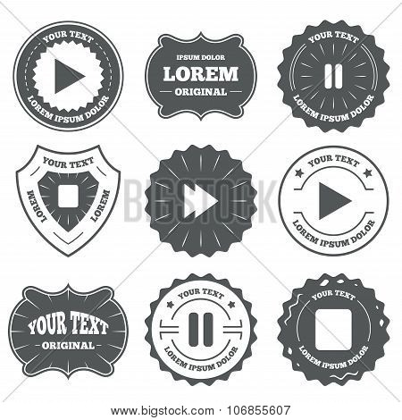 Player navigation icons. Play, stop and pause.