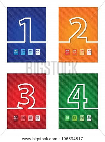 a set of four colourful number backgrounds