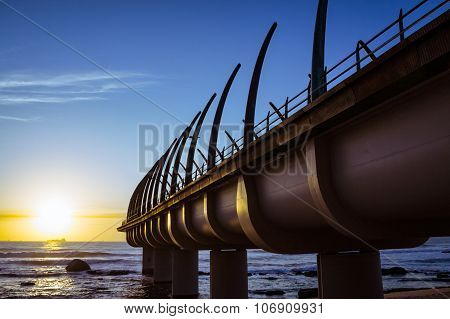 Umhlaga Pier In Durban South Africa In The Sunset