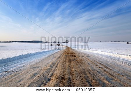 winter road  with snow