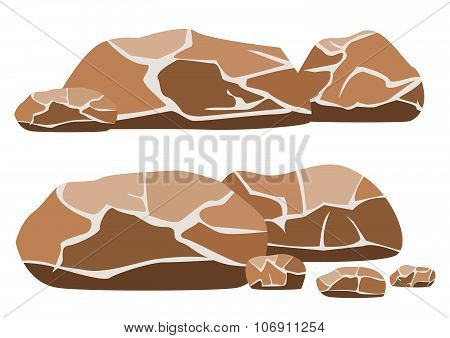 Vector Illustration Of The Big And Small Rocks On A White Background