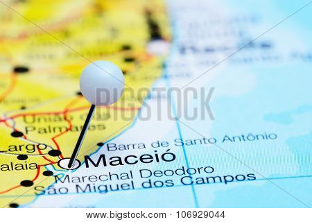 Maceio pinned on a map of Brazil