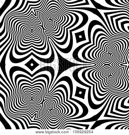 Pattern With Optical Illusion. Abstract Background. Optical Art. 3d Vector Illustration.