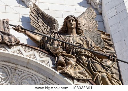 Fragment of external furniture of a Christian temple of the Christ of the Savior in Moscow