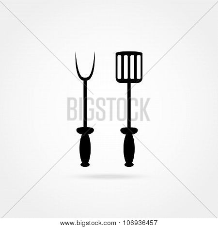 Spade And Fork For Grill Icon