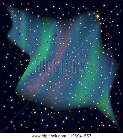 Starry sky with northern Lights.