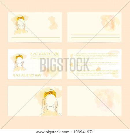 Template six cards woman in turban