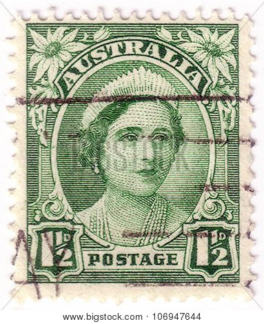 Australia - Circa 1942: A Stamp Printed In Australia Shows Portrait Of Queen Elizabeth Ii, Circa 194