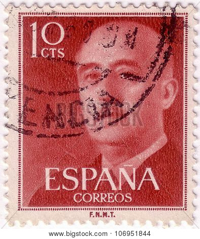Spain - Circa 1961: A Stamp Printed In Spain Shows Francisco Franco, Circa 1961