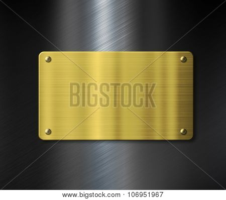 gold plate or nameboard over black metal