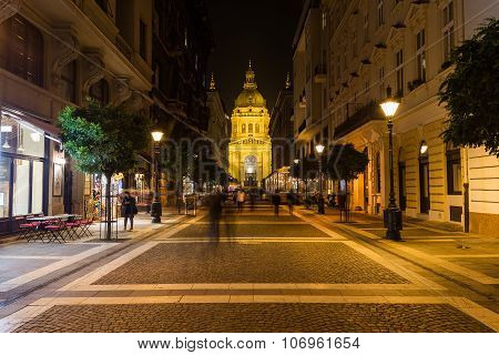 Zrinyi Street And St Stephens Basilica In Budapest