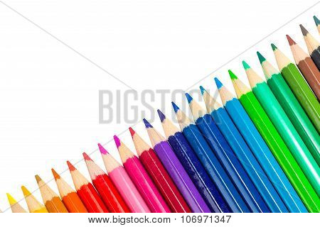 color pencils on white closed-up