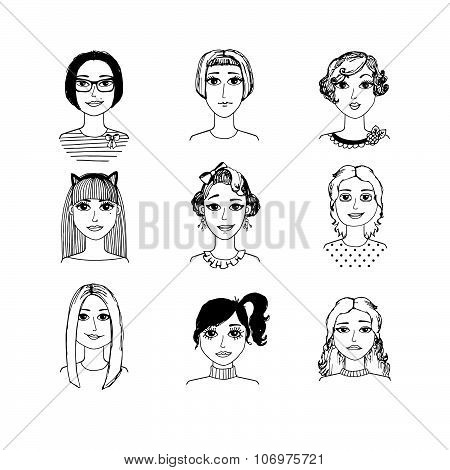 Hand-drawn cartoon faces