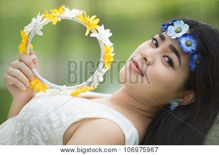 Girl with yellow flower hairband