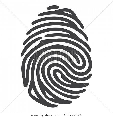 Vector black fingerprint isolated on white background. Security technology