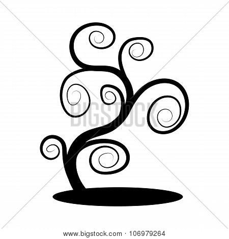 Black tree with curly branches