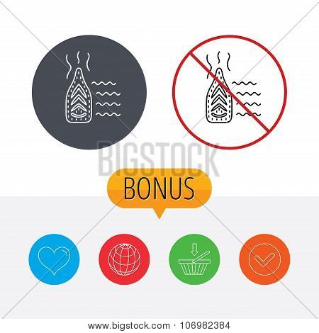 Steam ironing icon. Iron housework tool sign.