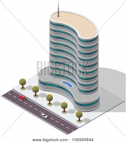 Vector Isometric Hotel Apartment Building