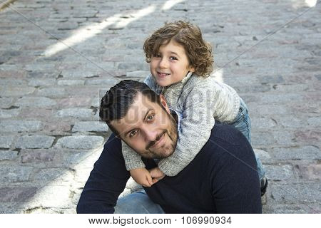 Young dad with her son