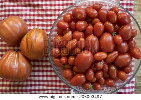 assortment of kind of fresh and organic tomatoes