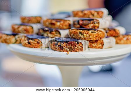 Granola, Oatmeal, Oat Bars With Dried. Healthy Breakfast.