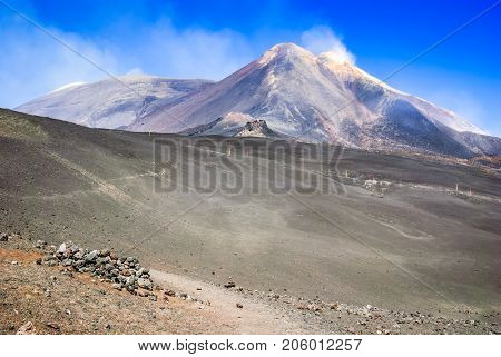 Mount Etna Sicily - Tallest active volcano of Europe 3329 m in Italy.