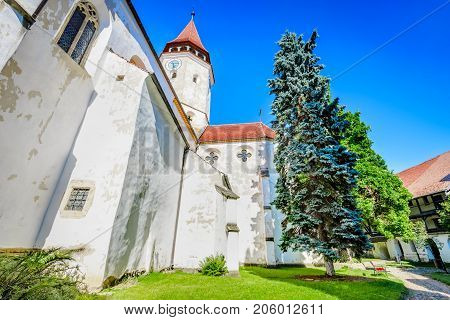 Prejmer Romania and medieval fortified Saxon church in Brasov county landmark of old Transylvania