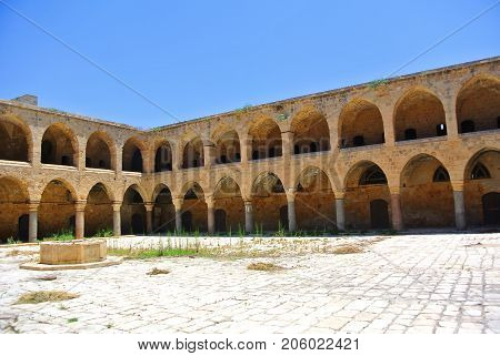 Turkish architecture of the reign of the Ottoman Empire. Khan Al-Umdan. Akko. Israel