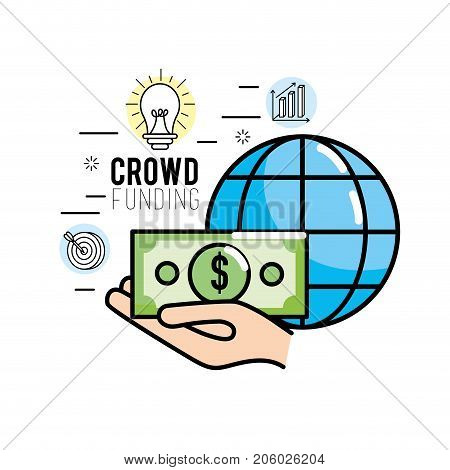 crowdfunding strategy project to finance support vector illustration
