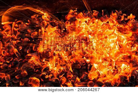 abstract background of burning coals . Photo of an abstract texture