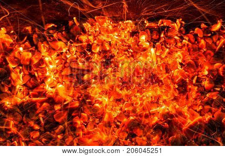 abstract background of burning coals . Photo of an abstract texture