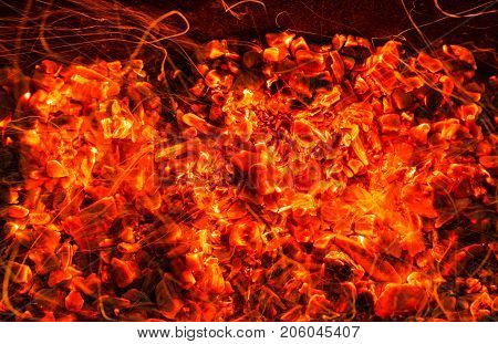 abstract background of burning coals . Photo of an abstract texture