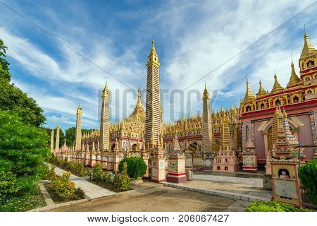Beautiful Buddhist Pagoda, Thanboddhay Phaya in Monywa, Myanmar