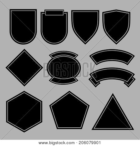 Army patches or military badges template design. Black shape form. Vector illustration