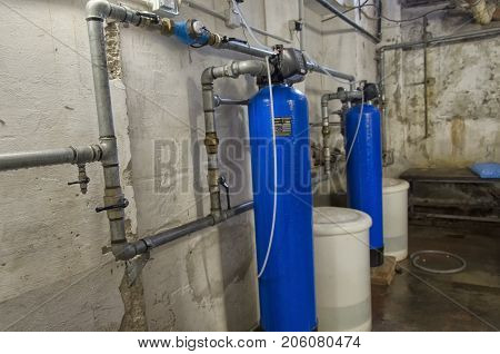 View of the water softeners in a condominium