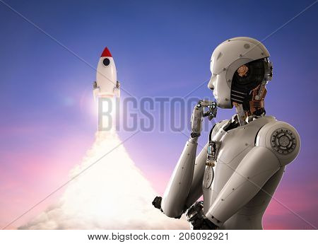 Robot With Space Shuttle