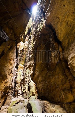 Cave in Unique rocks mountain Adrspasske skaly in national park Adrspach in Czech republic